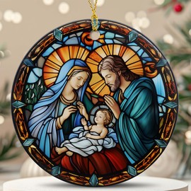 Religious Gifts for Women - Nativity Christmas Tree Decorations Ceramic Ornaments - Nativity Ornaments Catholic Holiday Decor Christian Gifts Ideas - Nativity Scene Art Christmas Ornament 2024