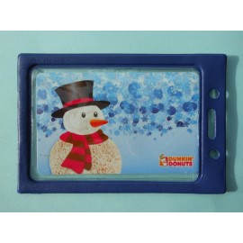 Unbranded 1 Vertical ID Badge Holder, Clear Vinyl Window with a Color "Frame" Border  - Blue