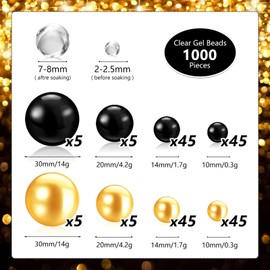 ZEBMOON 200PCS Black Gold Vase Beads, Black Gold Marbles for Vases, Vase Faux Beads for Centerpiece Vases, Vase Filler Faux Pearls, No Holes Filler Beads for Party Wedding Decor, 10/14/20/30mm