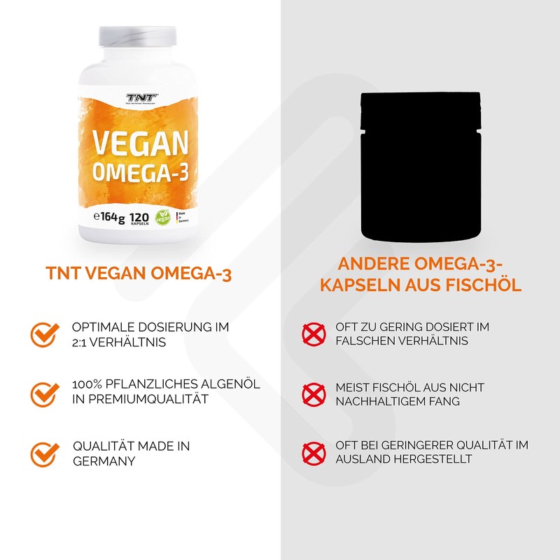 TNT Vegan Omega 3 Capsules High Dose (120 Capsules) •