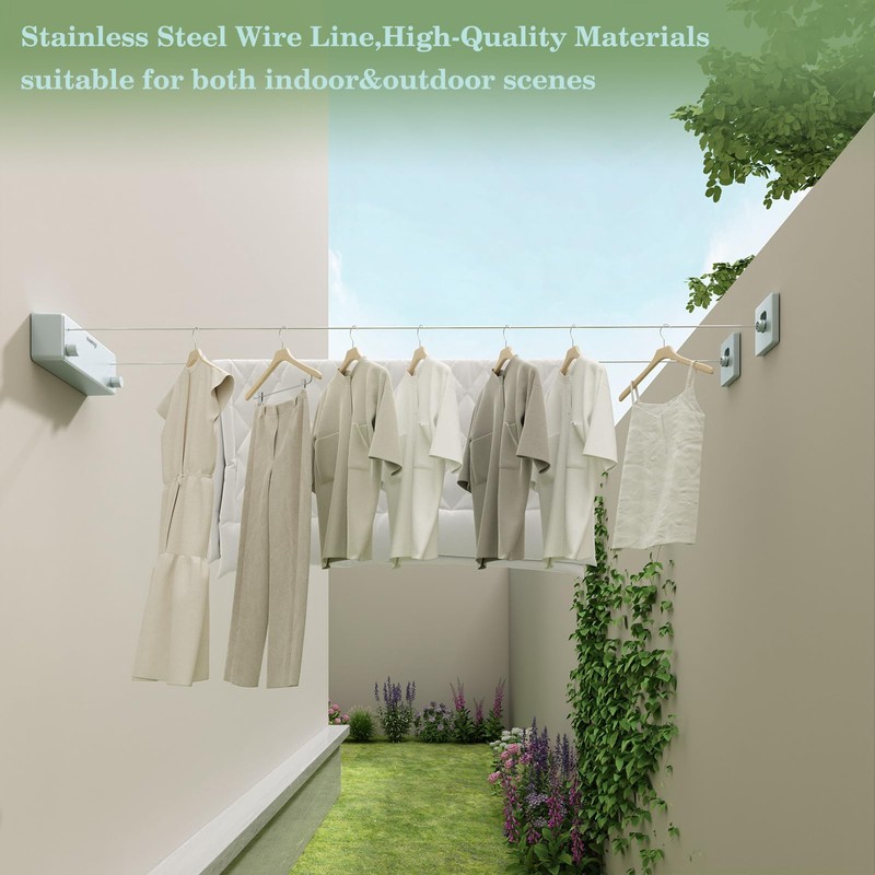 Danpoo Retractable Clothesline, 2x13.8ft 304 Stainless Steel Clothes Line for