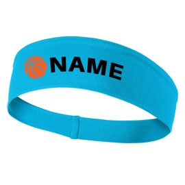 Basketball Name Printed Moisture Wicking Headbands - Sky Blue