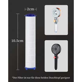 Pack of 3 PP Cotton Filter with Calcium Sulphite Balls for HAPPUP Shower Head, Sediment Cartridge Filtered, 10.5 x 2 cm Shower Head Filter