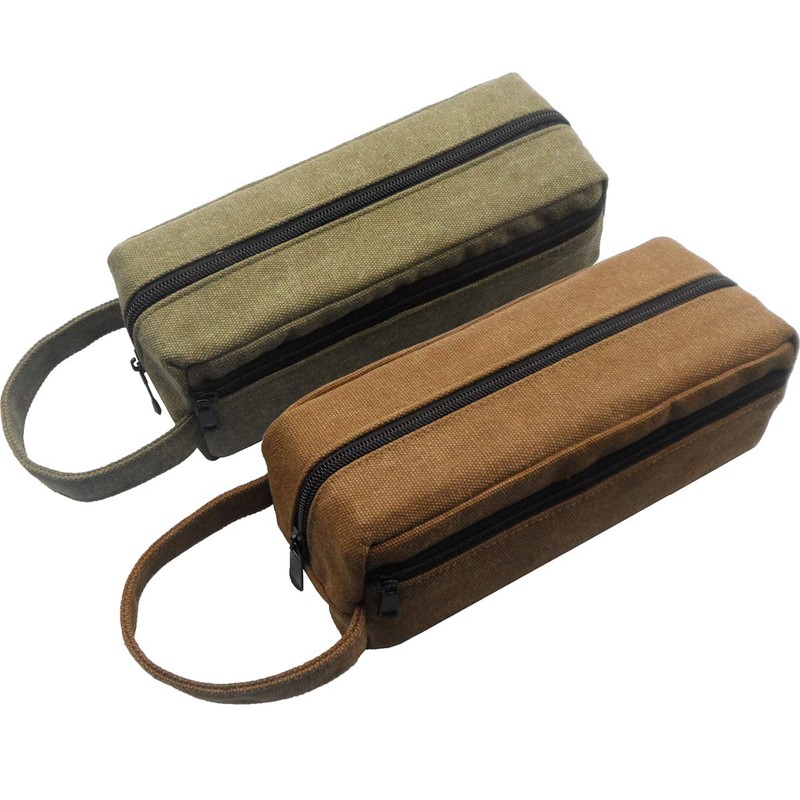 Enyuwlcm Heavy Canvas Stationery Large Pencil Bag with Handle Strap