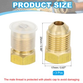 PATIKIL 1/4 Inch Female Flare x 3/8 Inch Male Flare Connectors, 4pcs SAE 45 Degree Brass Adapter Pipe Fitting for Air Gas Line Refrigeration HVAC