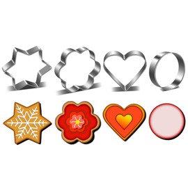 Metal Cookie Cutters Set- Heart, Star, Round, Flower - 12Pcs Cookie Cutters - Heart Star Cookie Cutter Round Small Cutter Flower Cookie Cutter for Baking