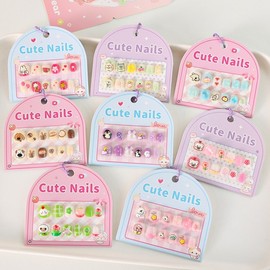 Girls' Character Half-Moon Nail Stickers (12 pcs) - Removable & Damage-Free Free Size/04 20ea