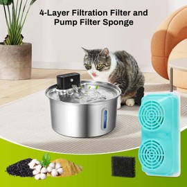 6 Pack Cat Water Fountain Filters for ZEKIRY 3.2L Wireless Cat Water Fountain, Cordless Pet Fountain Filter Replacement, Multiple Filtration Replacement Filters and Pre-Filter Sponge