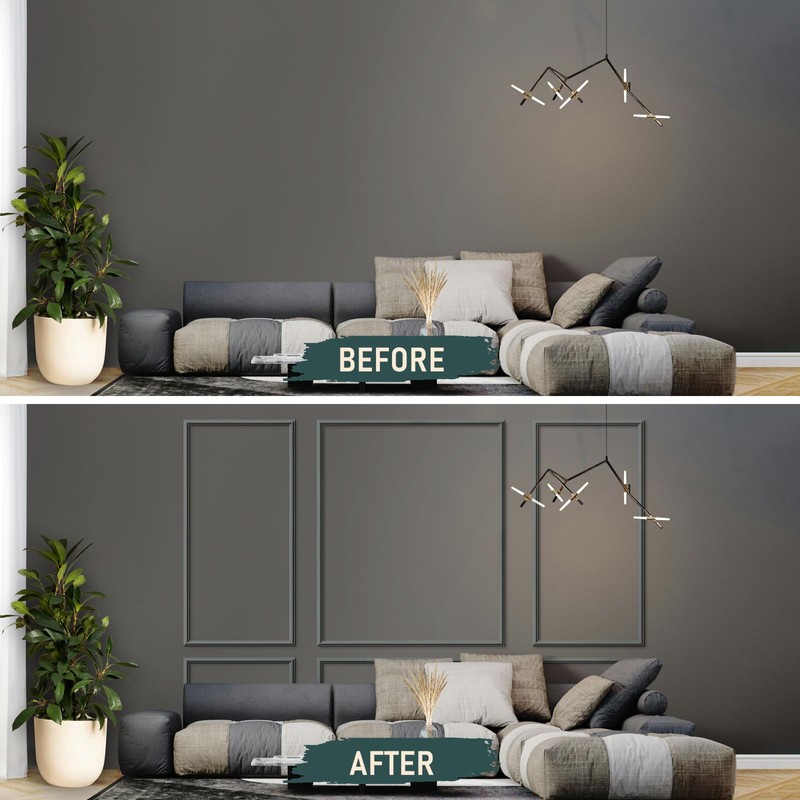 Melkus Wall Molding 3 Set Premade Wainscoting Panels for Interior