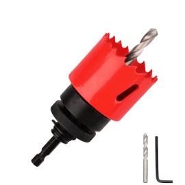 Hole Saw 42 mm, M42 HSS Hole Drill Set for Wood, Aluminium, Iron Sheet, Pipe, Plastic, Cutting Depth 44 mm (Red)