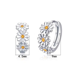 CZ Daisy Flower Small Hoop Earrings for Women Girls Sterling Silver 925 Crystal Floral Round Huggie Hoops Cartilage Earrings Tragus Studs Dainty Jewelry Gifts for Mother BFF