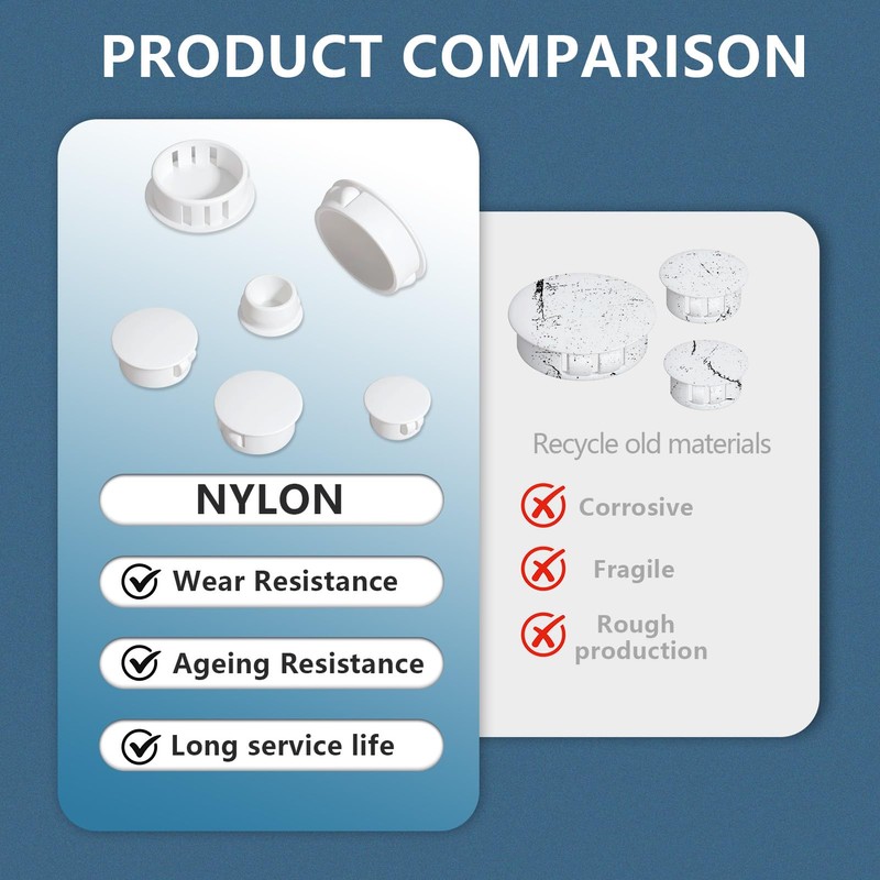 White Nylon Plastic Hole Plugs Assorted 13Values 1/4" 5/16" 3/8"