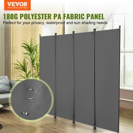 VEVOR Room Divider, 4 Panel Room Dividers and Folding Privacy Screens, Fabric Partition Room Dividers for Office, Bedroom, Dining Room, Study, Freestanding, Grey