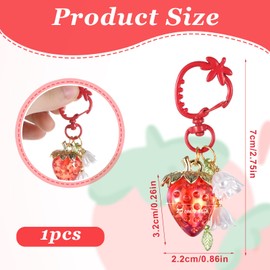 QfwdfcTrenz Cute Strawberry Keychain Strawberry Keychain Accessories for Women Bag Charms Heart Flower Key chains Purse Charms Accessories Decor for Girls Purse Gift