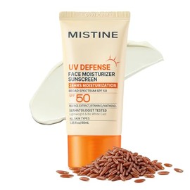 Mistine Protector solar hidratante facial de defensa UV SPF 50, protector solar hidratante 24 horas, sin yeso blanco, protector solar coreano ligero d