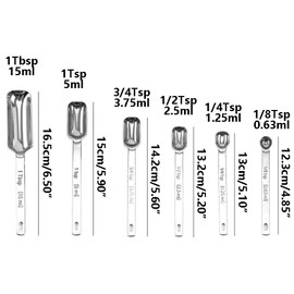 6 Pcs Measuring Spoons, Stainless Steel Rectangle Teaspoon Measuring Spoons Set with Engraved Scale, Heavy Duty Stackable Weighing Spoons for Cooking Spices Liquid Ingredients