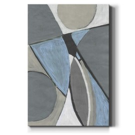 Renditions Gallery Canvas Abstract Wall Art Modern Paintings Decorations Blue Grey Soft Jewel Geometric Canvas Wall Hanging Artwork Prints for Bedroom Living Room Office - 24"x36" LT02