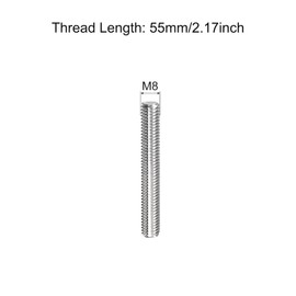TOP-VIGOR 5Pcs M8 x 55mm Fully Threaded Rod, 304 Stainless Steel Right Hand Threads Rods, Fully Studding Rod Bar for Anchor Bolts, Clamps, Hangers and U-Bolts