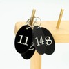 Acrylic Oval Numbered Labels with Key Ring for Organization (Black,