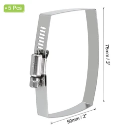 uxcell Rectangular Hose Clamps, 3" x 2" 304 Stainless Steel Square Duct Pipe Clamp for Ducting, Securing Hose, Cable and Bridge Project Application, Pack of 5