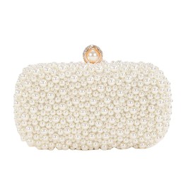 Comeon Pearl Evening Bag for Women, Elegant Handbags Banquet Handbag Formal Party Clutches Purses for Wedding/Prom/Cocktail (Pearl A)
