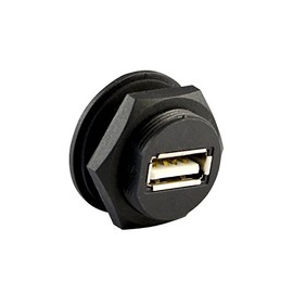 ASI ASICPICUSB2.0AS USB 2.0 Type A Panel Mount Waterproof Connector, Shielded, Front Mount, Female to 4-Pin, IP67, NEMA 6 and 6P