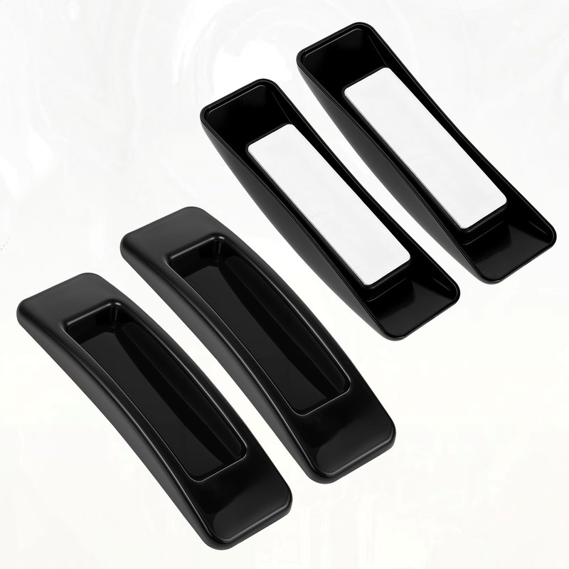 4 Pcs Black Adhesive Cabinet Handles, Self-Stick Instant Drawer Handle,