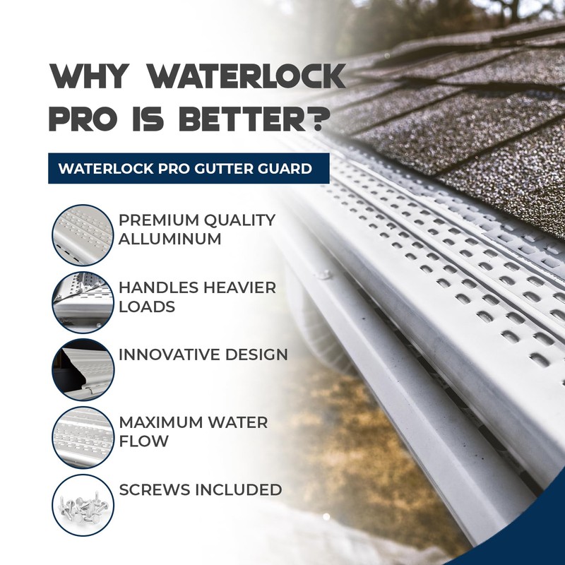 Waterlock Pro Gutter Guards Leaf Protection 25 Feet Pack Sandcastle,