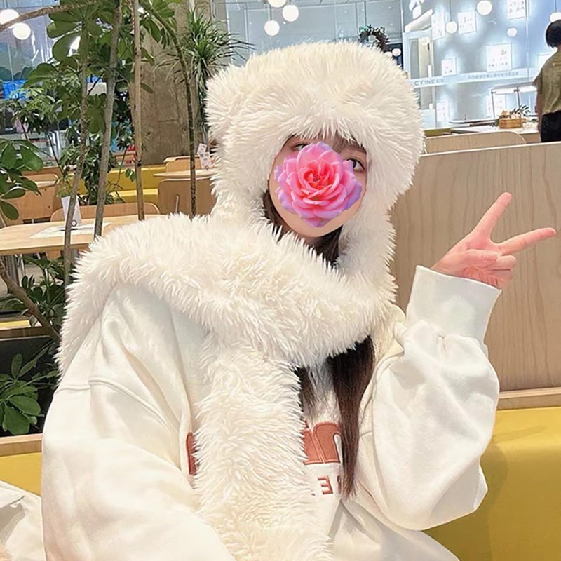 yolrdiw Y2k Grunge Punk Bunny Ears Hat Winter Warm Fuzzy
