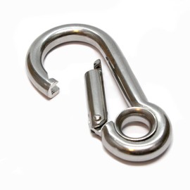 PRIOstahl Carabiner Hook with Thimble Chain Link - 7 x 70 mm x 4 Pieces with Snap Lock Eye Connection Link Snap Hook Attachment Hanging Chair Punch Bag Stainless Steel V4A