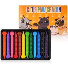 Chisafly Crayons, Water Removable, Baby, 12 Colors, Elementary School Students, Cat Claws Shape, Handless Crayons, Safe, Non-Toxic, Cute, Portable, Foldable, Easy to Grip, Coloring Booking, School