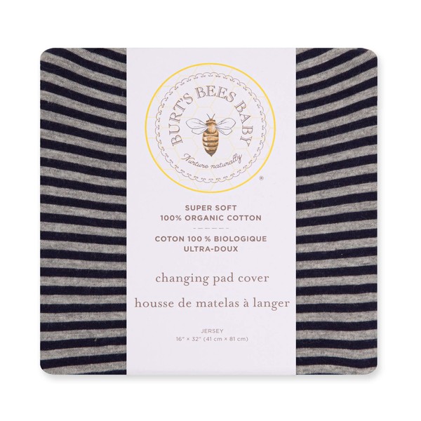 Burt's Bees Baby - Changing Pad Cover, 100% Organic Cotton Changing Pad Liner for Standard 16" x 32" Baby Changing Mats