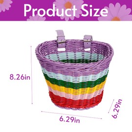 Handwoven Kids Front Bike Basket - Bicycle Cycling Baskets with Spare Leather Straps | Cute Stickers | Bike Tassles | Bike Bell - Bike Accessories for Kids
