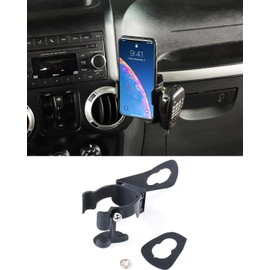 Savadicar JK - Soporte para teléfono multifunción para bebidas, 3 en 1, soporte atornillado, soporte para teléfono celular, compatible con Jeep Wrangler JK JKU 2 y 4 puertas, accesorios interiores,