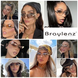 Revemo Rimless Rectangle Y2k Sunglasses for Women Men Cute Small Clear Frameless Tinted Lens 2000S Fashion Shades Butterfly