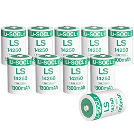 BOANV 10 PCS 1300mAh LS14250 1/2 AA 3.6 Volt Lithium Battery for Dogwatch R9 Leash Dog Collar, Memory Back-up, Real-Time Clocks, Utility Metering er14250 Battery (Non Rechargeable)