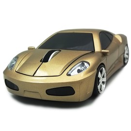 TDRTECH Wireless Car Mouse, 2.4GHz Optical Gaming Mouse Cool Sport Car Wireless Mouse, DPI 1600, 3D - Gold