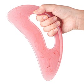 Scienlodic Gua Sha Massage Tool with Handle (Resin) Larger Guasha Scraping Tool for Back Neck Face Leg Massage, Lymphatic Drainage, Cellulite Remove - Large