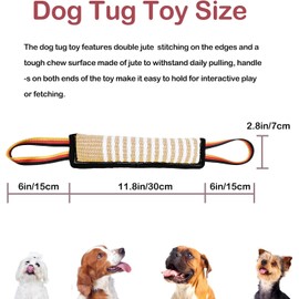 ASOCEA Dog Tug Toy,Bite Jute Pillow Pull Toy Tough Squeaky Dog Toys with 2 Handles for Medium to Large Dogs Interactive Toy Tug of War Lasting Training Equipment