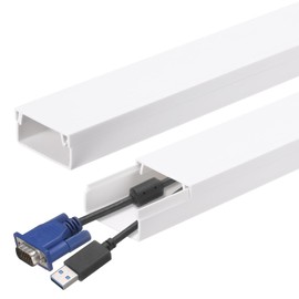 HARFINGTON 5pcs Cord Hider Wall 15inx1.18inx0.6in (LxWxH) PVC Cable Cover Self Adhesive Wire Hider Wall Mounted TV Cable Raceway for Cables Management (75in Total Length),White