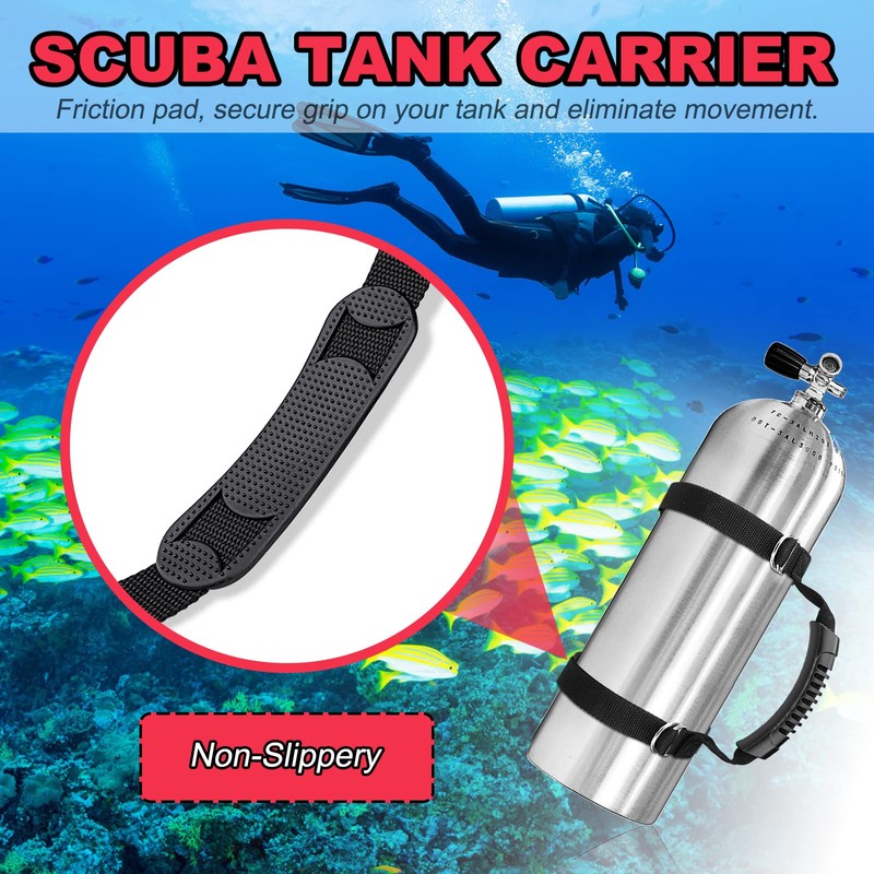 Pecihiko Scuba Diving Tank Carrier, Heavy-Duty Webbing 316 Stainless Steel