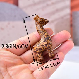 WUYOUSHI Natural Golden Silk Jade Crystal Giraffe Statue 2.36" Healing Crystal Handmade Sculpture Christmas ​Thanksgiving Pocket Statues Reiki Meditation Home Decoration GIF