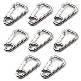 M6 Spring Snap Hook 304 Stainless Steel Marine Grade Climbing Carabiner Keychain For Climbing, Hiking, Outdoor Use (Pack of 8)