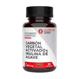 Carbón Activado con Inulina de Agave 600 mg N2000, 90 Cápsulas, Suplemento Alimenticio                                                                