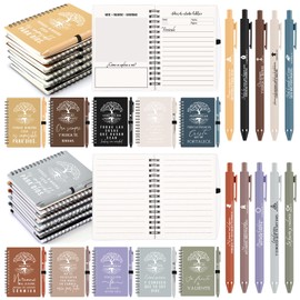 Kosiz 60 Pcs Spanish Christian Spiral Notebooks with Ballpoint Pens Tree Life Bible Verse A6 Journal Religious Inspirational Gift for Women Teacher Church(Classic Style,Neutral Color)