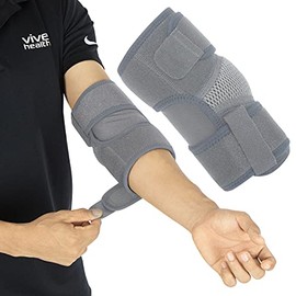Vive Elbow Brace - Tennis Compression Sleeve - Wrap for Golfers, Bursitis, Left or Right Arm - Tendonitis Support Strap for Golf, Men and Women - Epicondylitis and Sports Recovery (Gray, Standard)