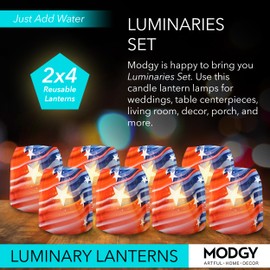 MODGY Luminary Lanterns Candle Holder Decorative Indoor Outdoor Decor, Plastic Candle Lantern Lamps for Table Centerpiece 2-Packs of 4, USofA