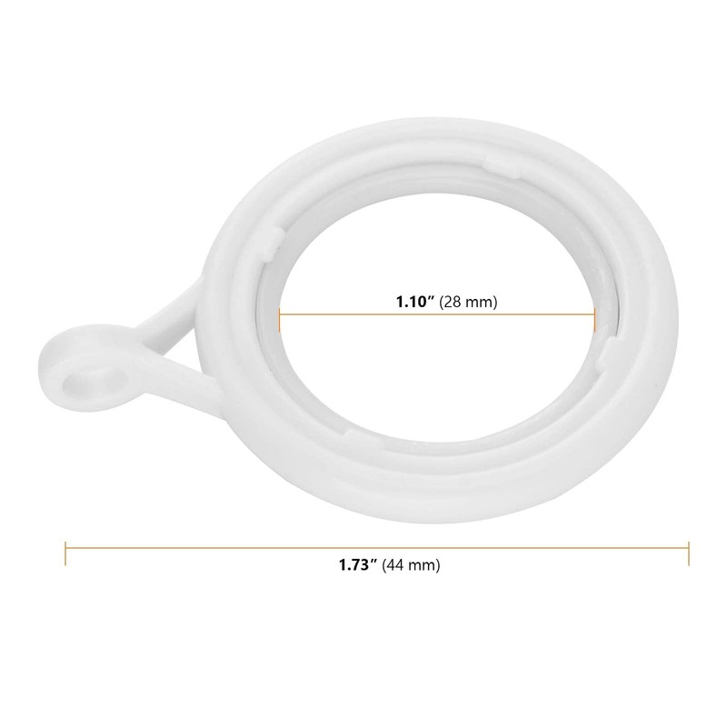 SEUNMUK 50 Pack White Curtain Rings and Hooks, 28mm Plastic