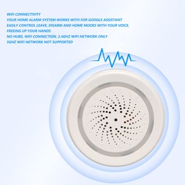 Smart Siren Alarm, Alarm for Home Security, 105dB 2.4G Burglar Alarm DIY Smart Home Security System with Sound and Light Alarm, App Control, Work for