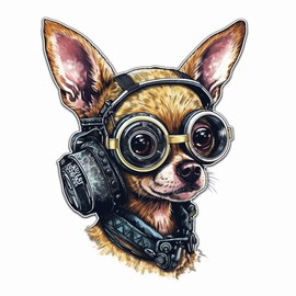 Yoonek Graphics Chihuahua Dog Vinyl Decal Sticker for Car, Laptop, Tumbler, More. #003664